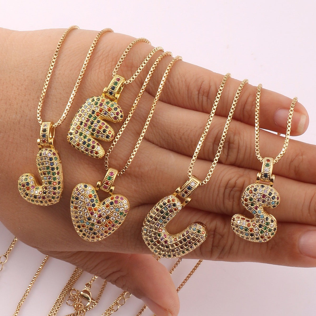 Classy Colorful CZ Initial Letter Necklace