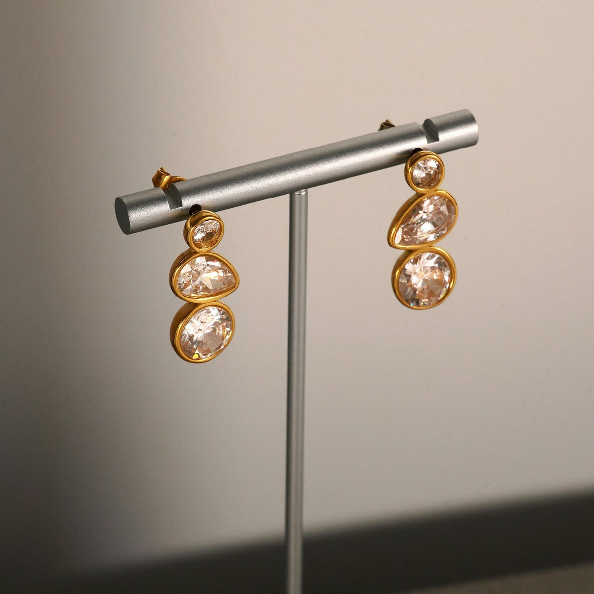 18k Vintage Pearl & Crystal Drop Earrings