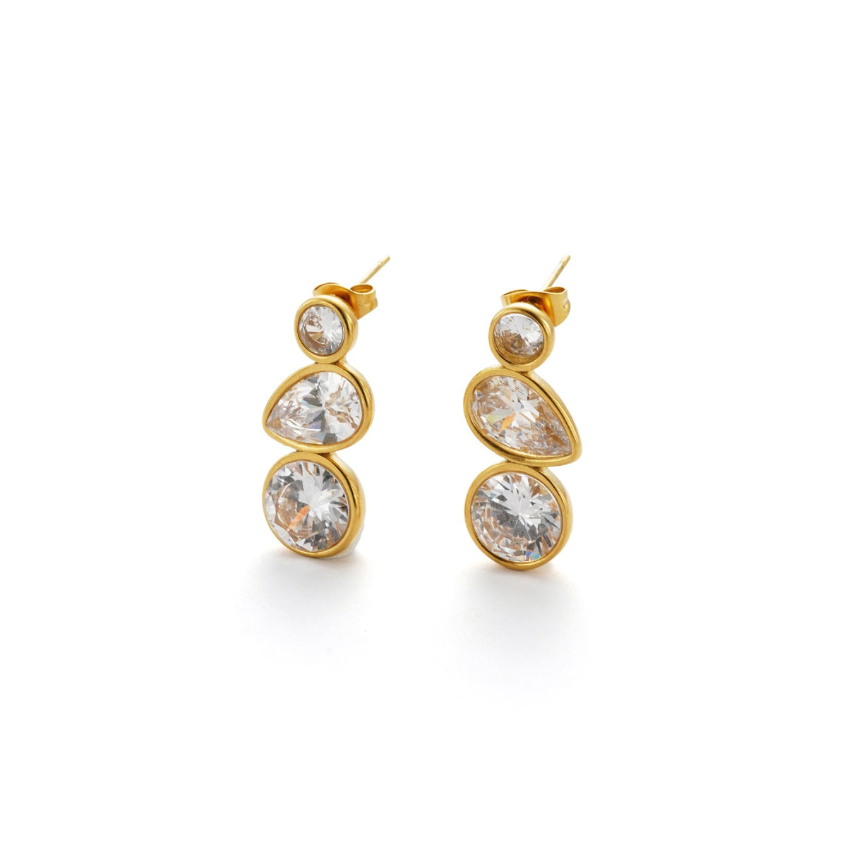 18k Vintage Pearl & Crystal Drop Earrings