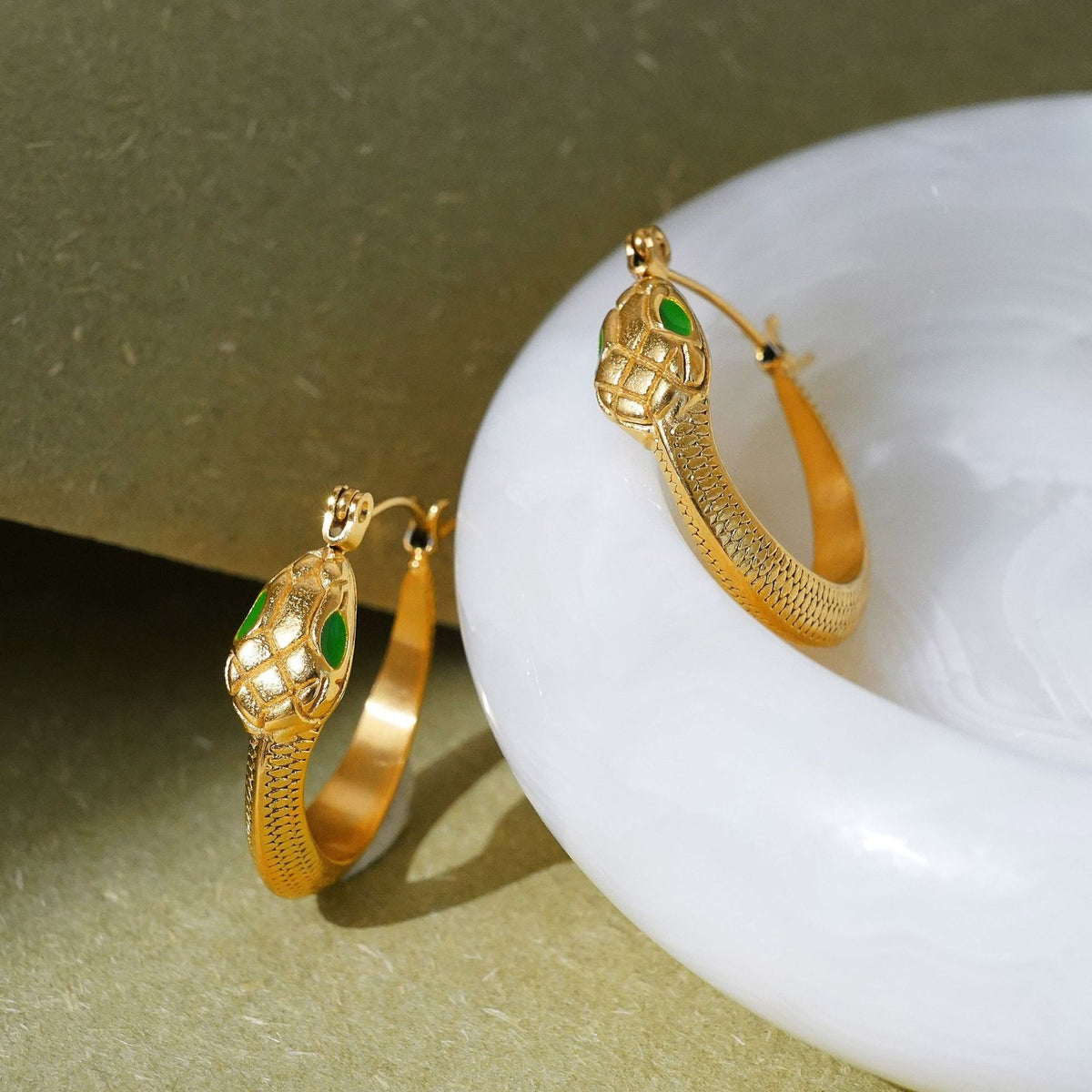 18k Vintage Snake Hoop Earrings