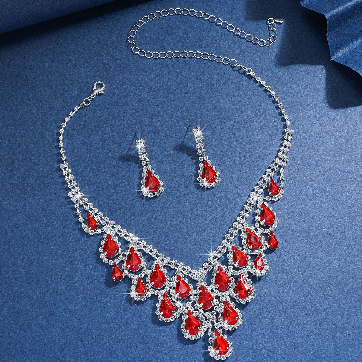 Elegant Green Rhinestone Fringe Jewelry Set