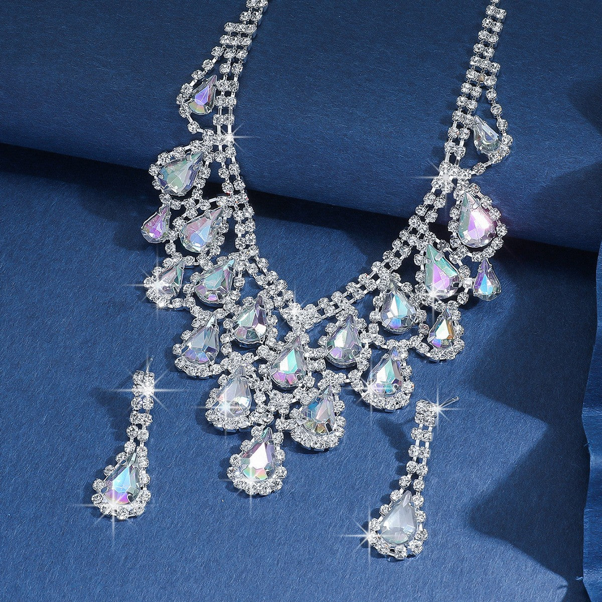 Elegant Green Rhinestone Fringe Jewelry Set