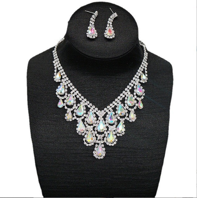 Elegant Green Rhinestone Fringe Jewelry Set