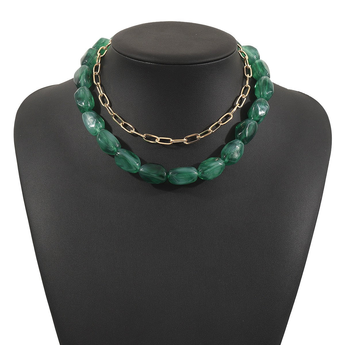 Boho Layered Resin Pebble Necklace