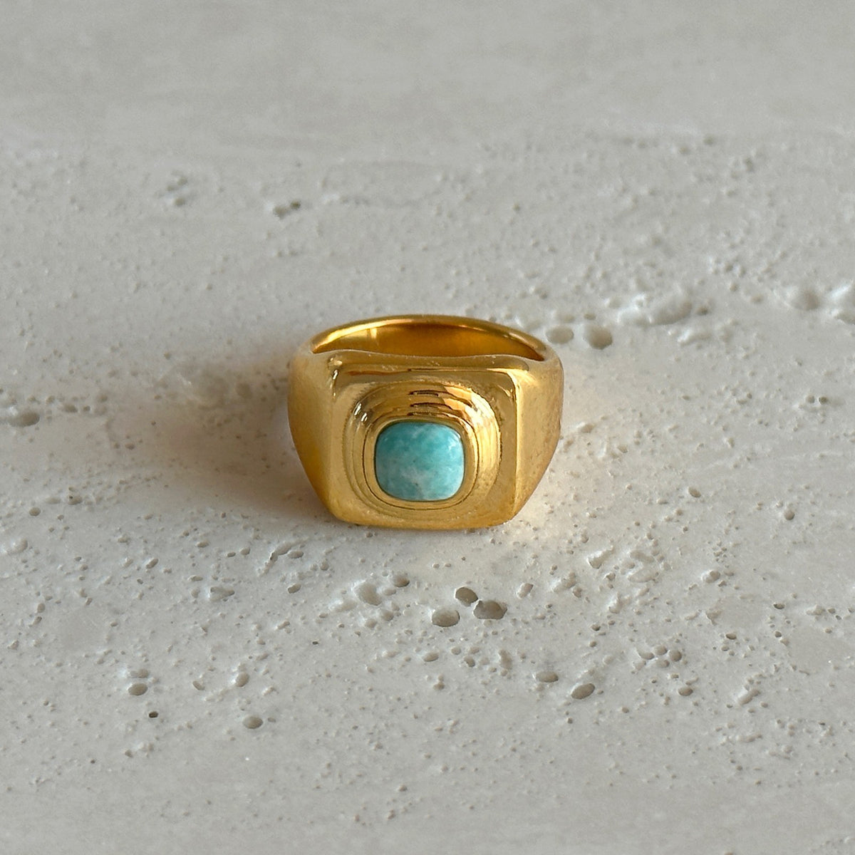 18k Classy Geometric Stone Signet Ring