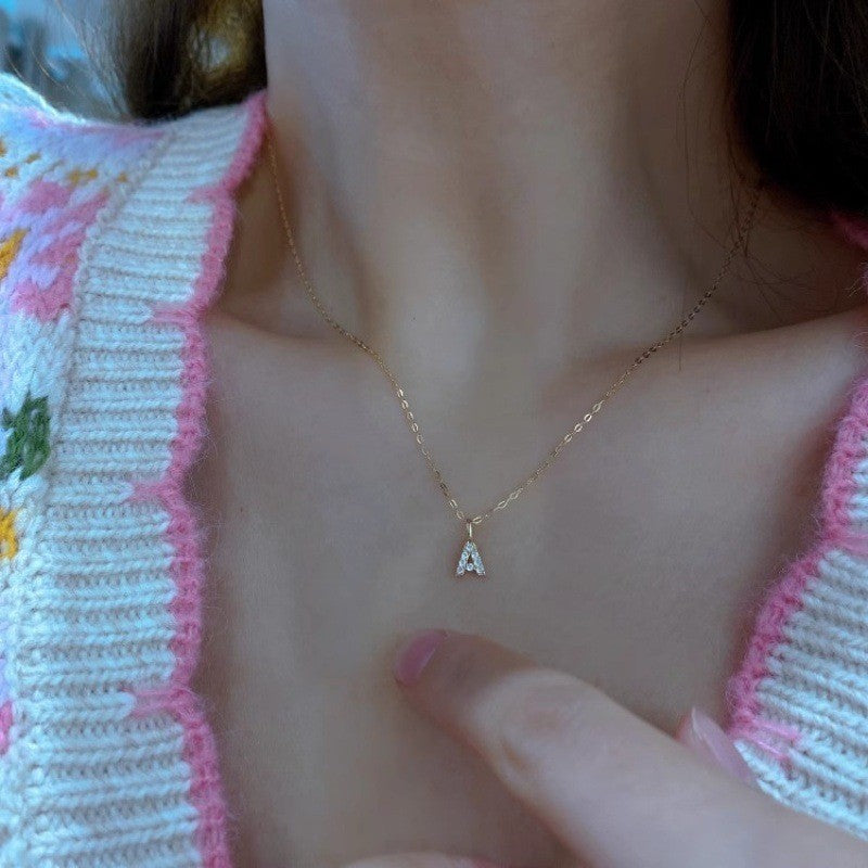 14k Dainty Pavé Initial Necklace