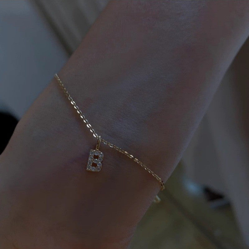 14k Dainty Pavé Initial Necklace