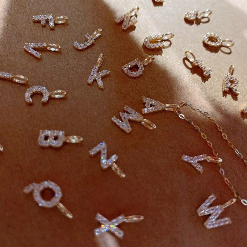 14k Dainty Pavé Initial Necklace