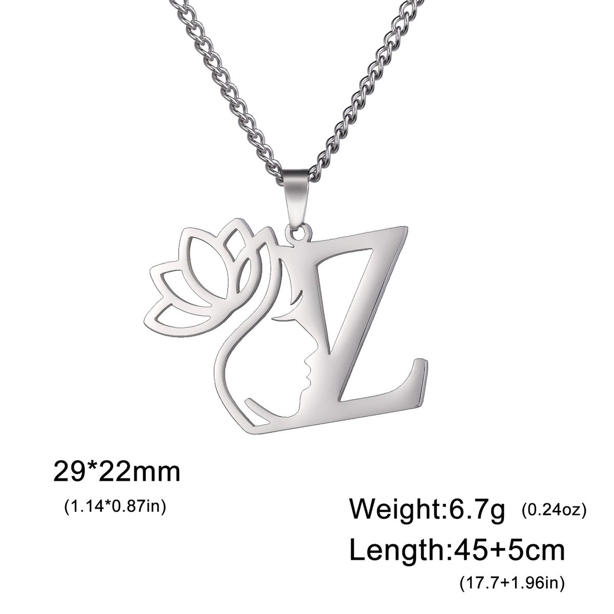 Dainty Lotus Initial Letter Necklace