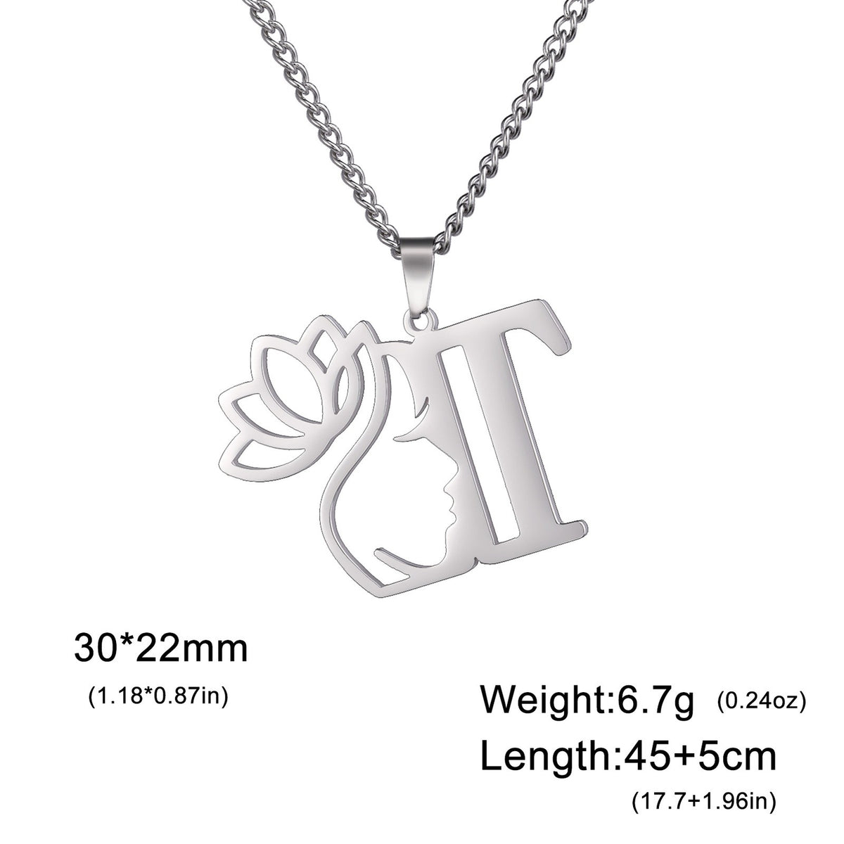 Dainty Lotus Initial Letter Necklace