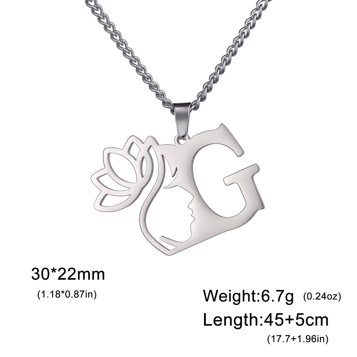 Dainty Lotus Initial Letter Necklace