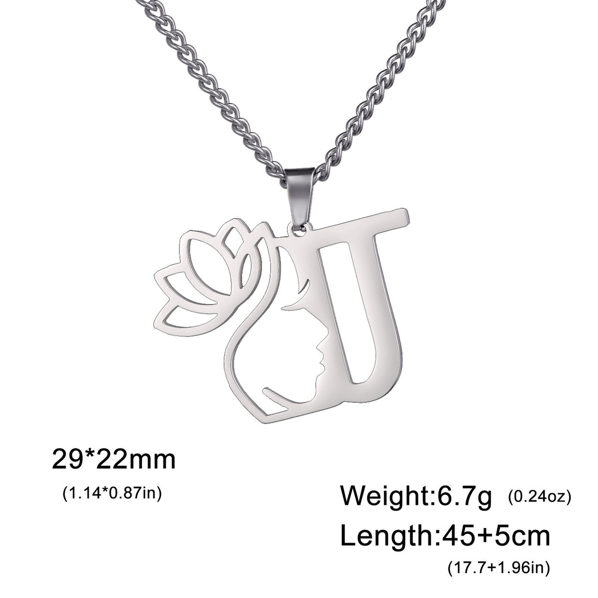 Dainty Lotus Initial Letter Necklace