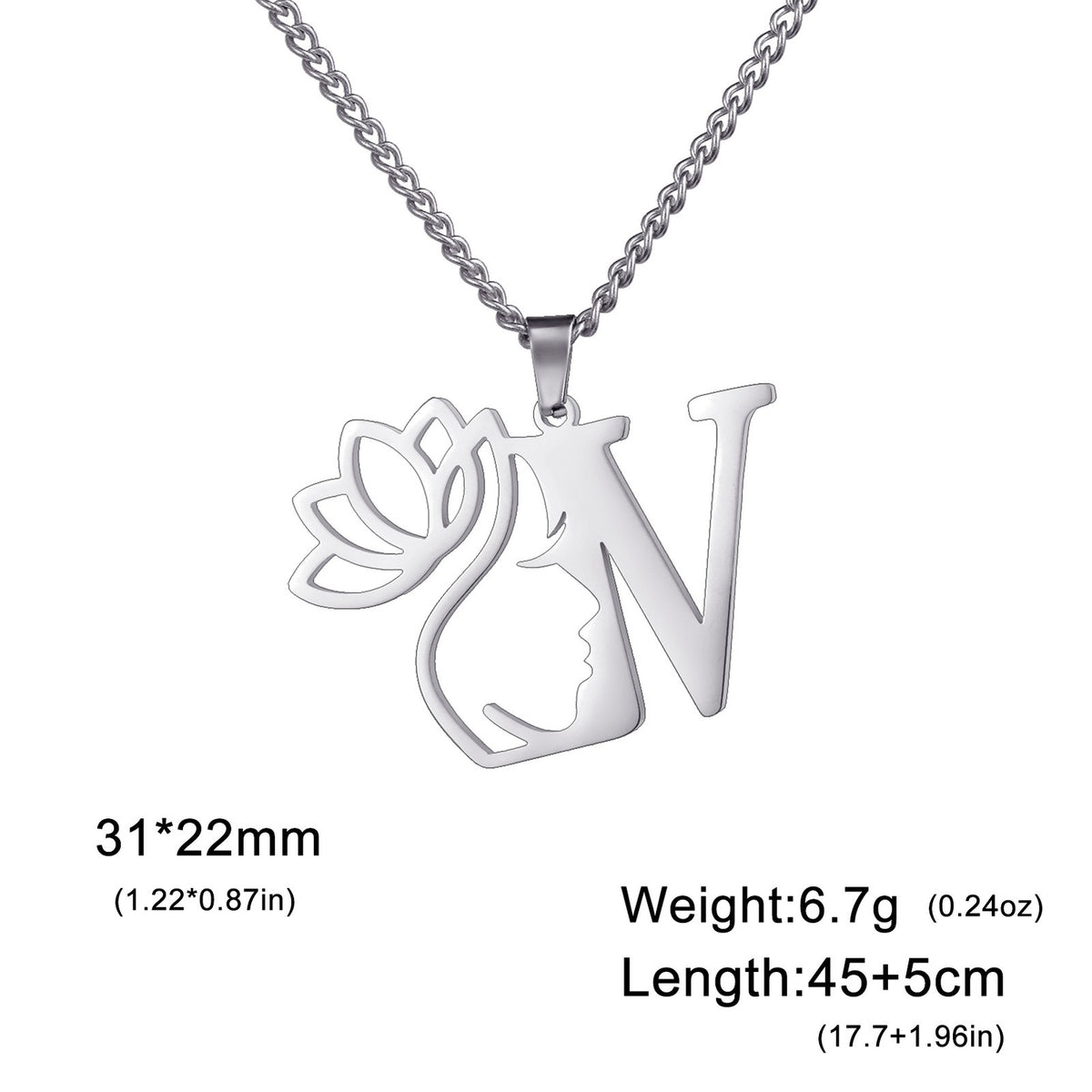 Dainty Lotus Initial Letter Necklace