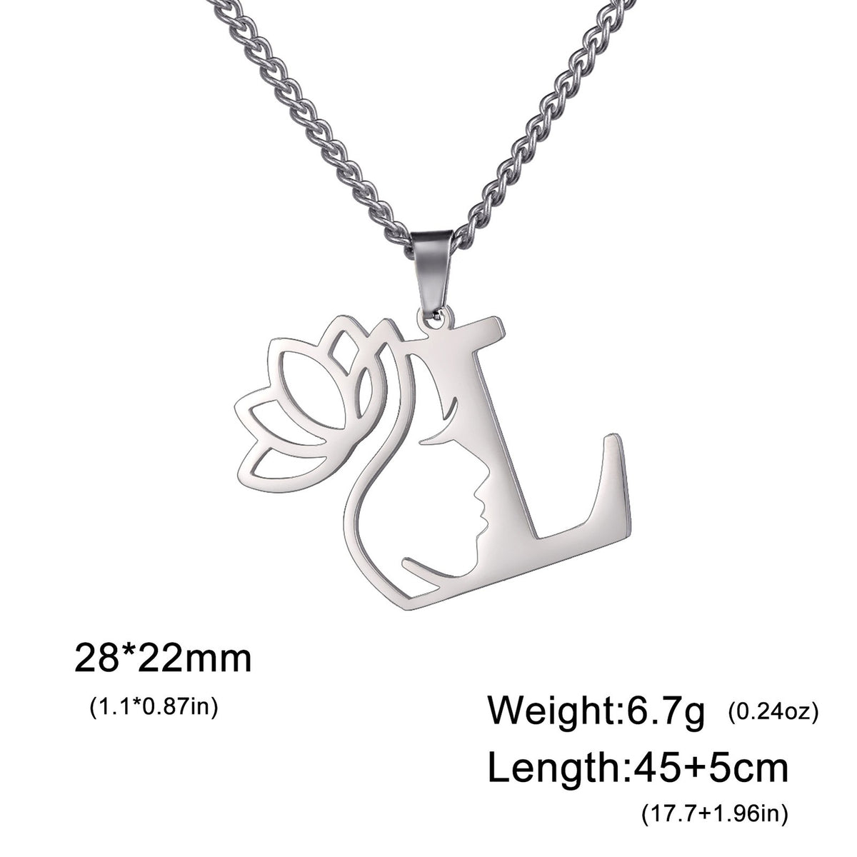 Dainty Lotus Initial Letter Necklace