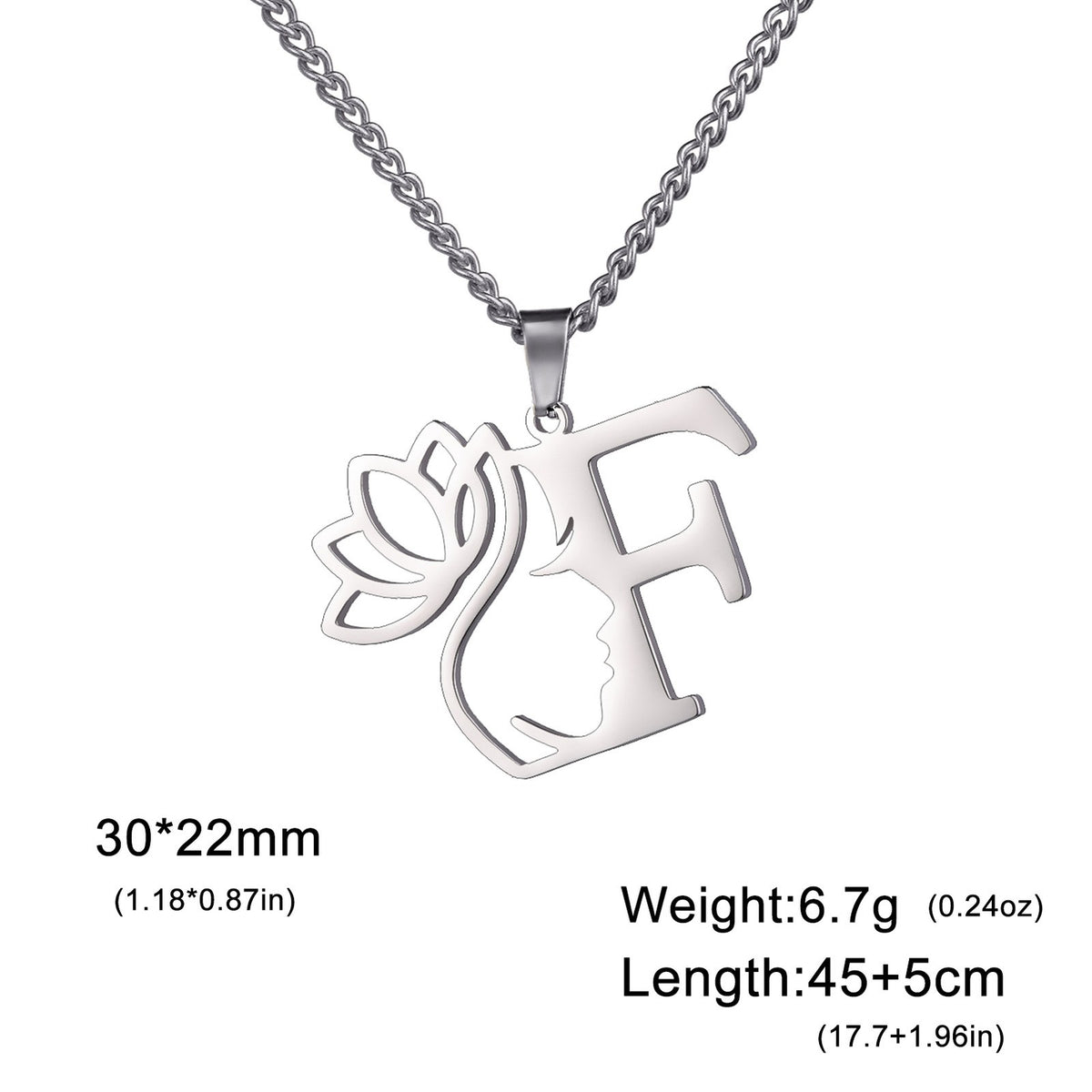 Dainty Lotus Initial Letter Necklace