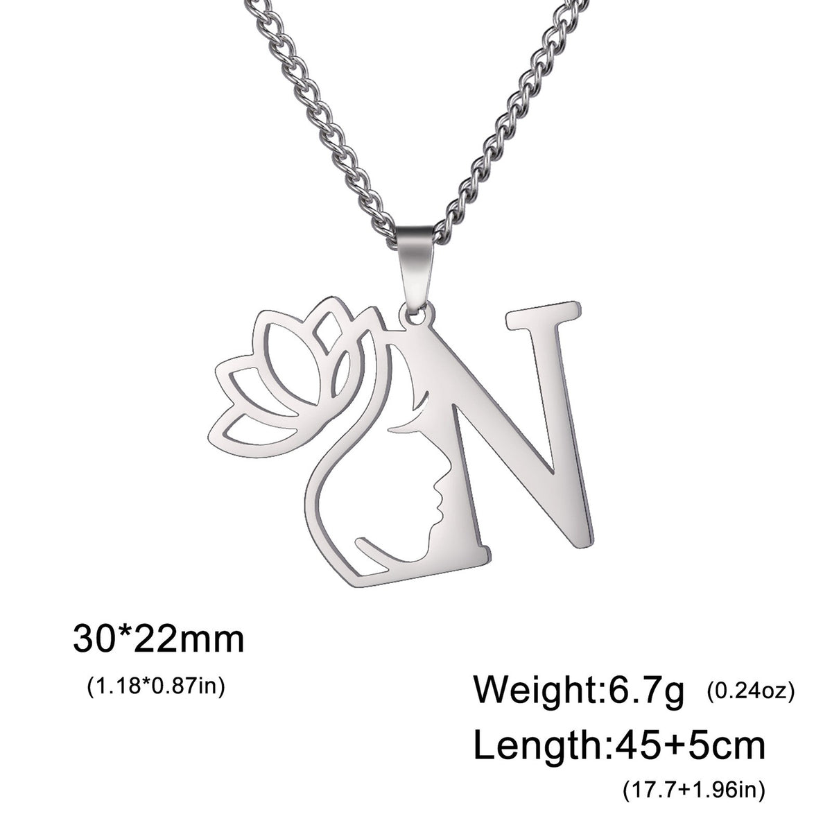 Dainty Lotus Initial Letter Necklace