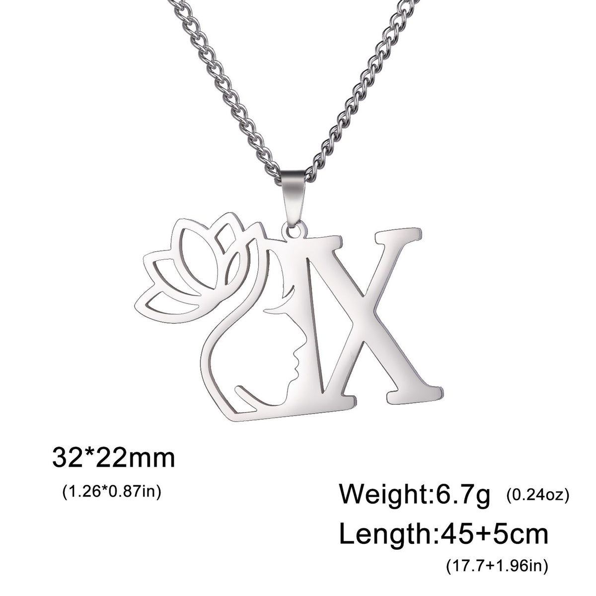 Dainty Lotus Initial Letter Necklace