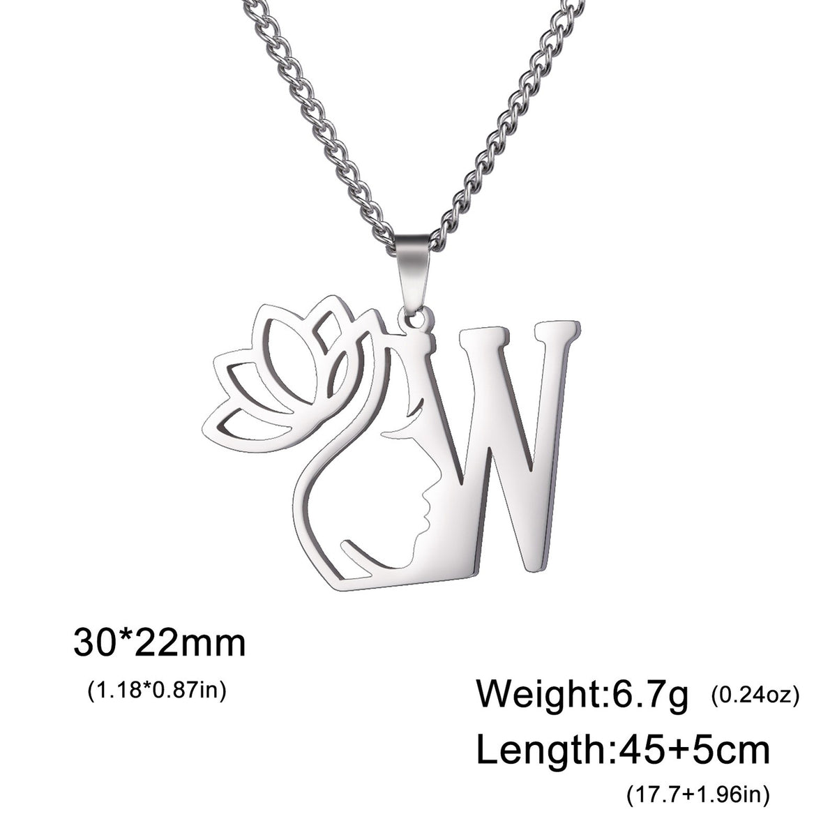 Dainty Lotus Initial Letter Necklace
