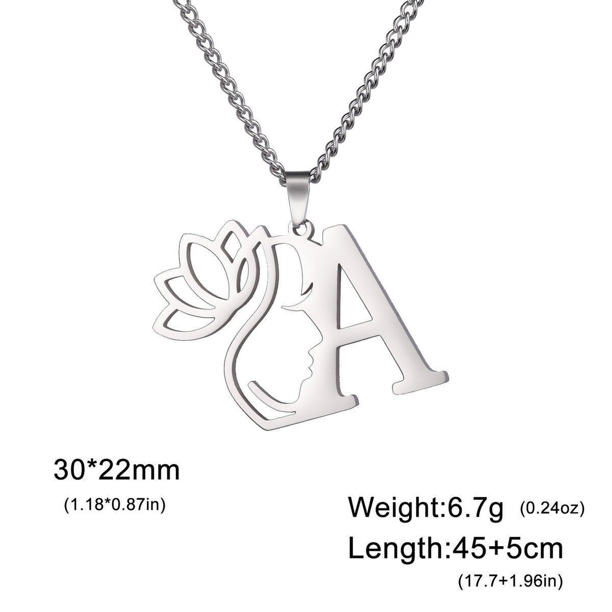 Dainty Lotus Initial Letter Necklace