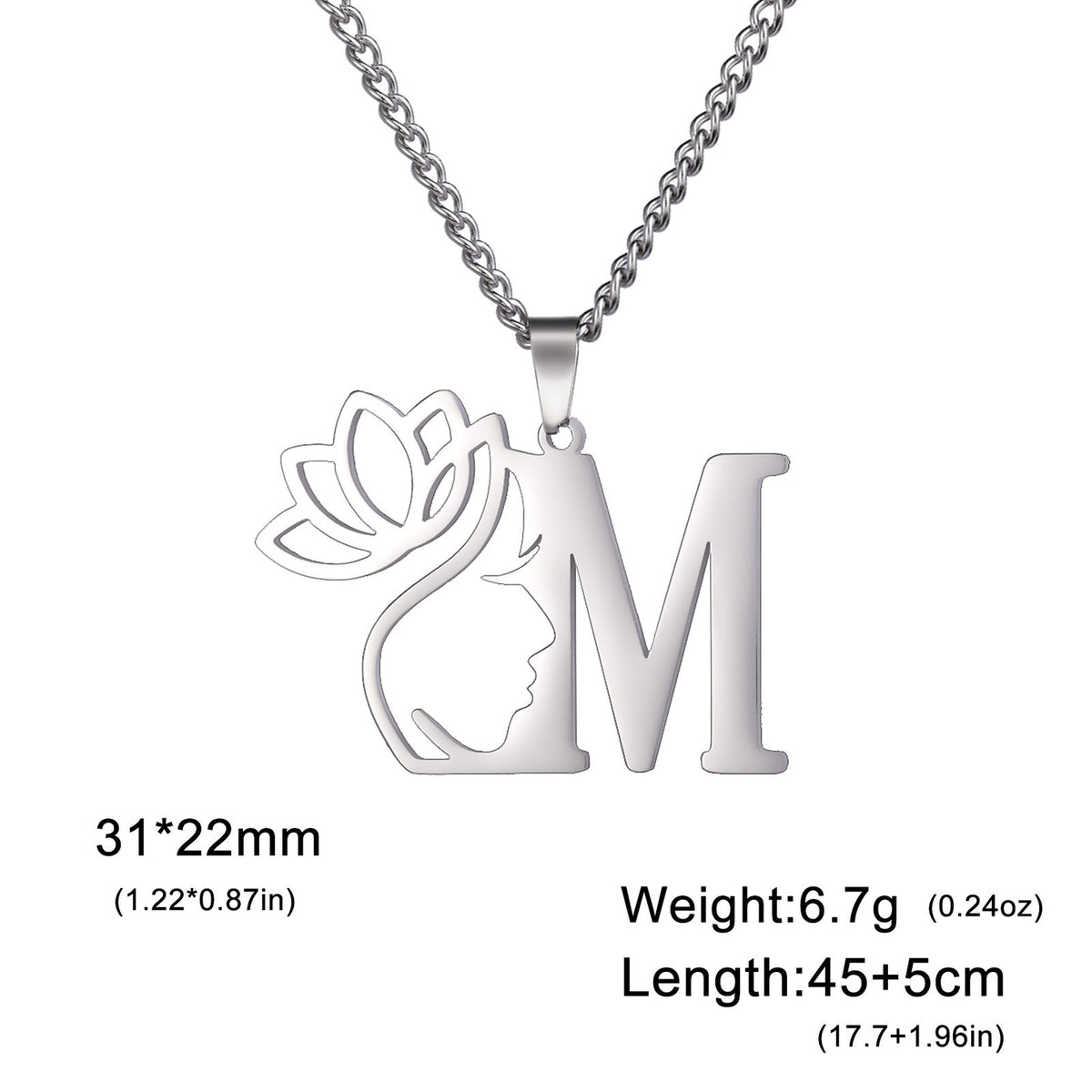 Dainty Lotus Initial Letter Necklace