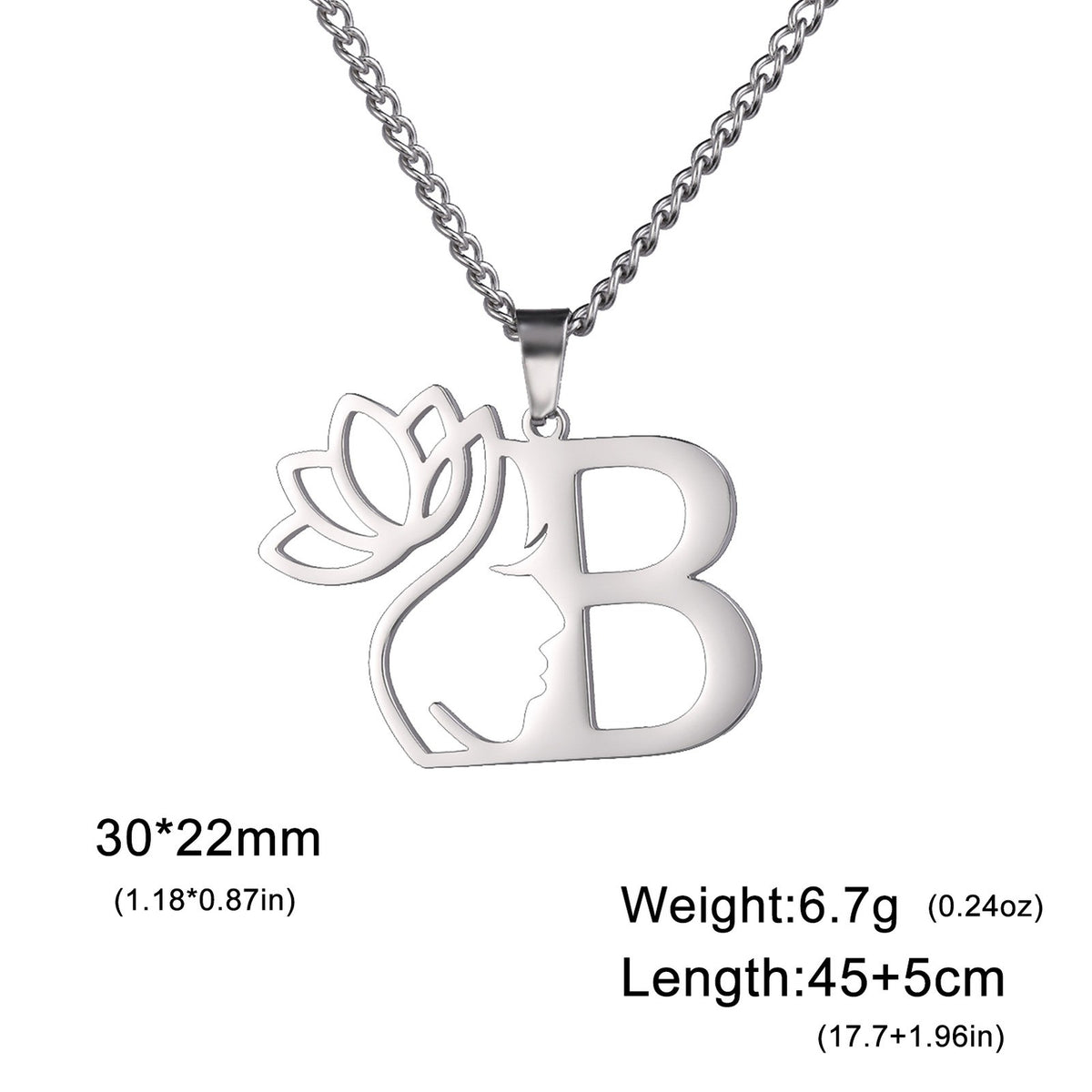 Dainty Lotus Initial Letter Necklace