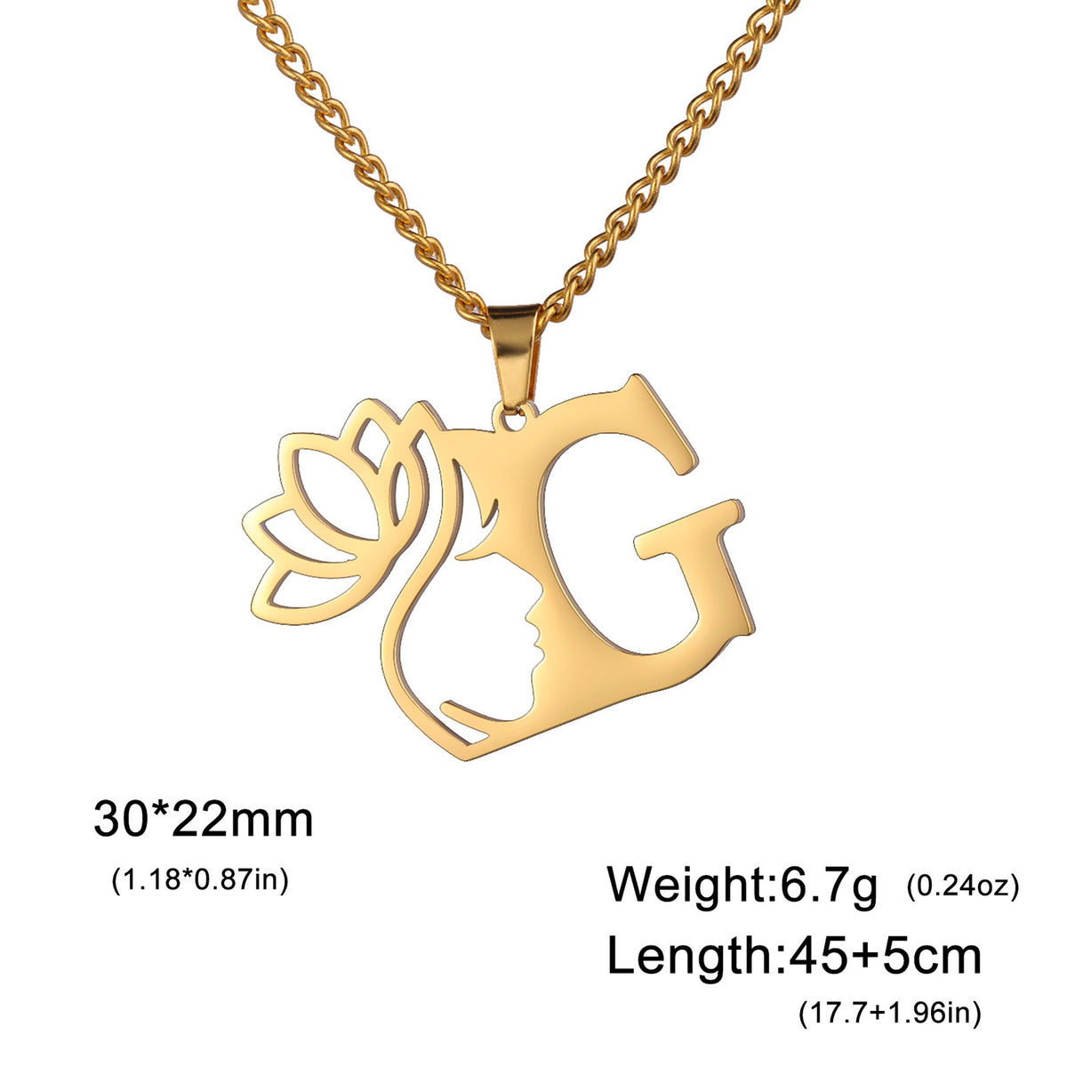 Dainty Lotus Initial Letter Necklace