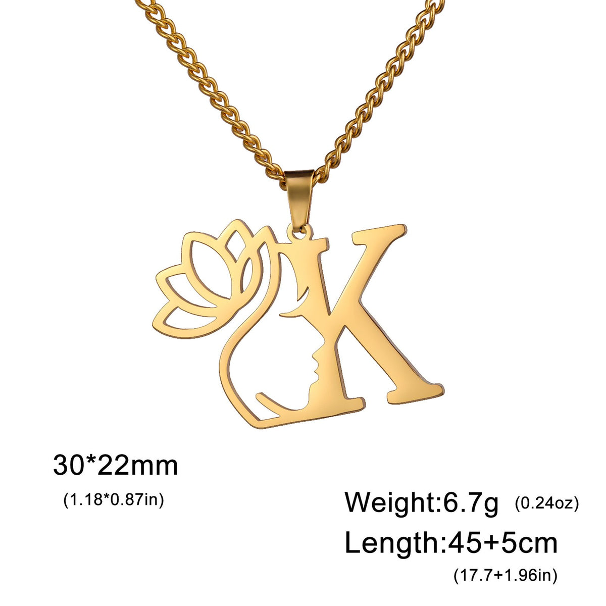 Dainty Lotus Initial Letter Necklace