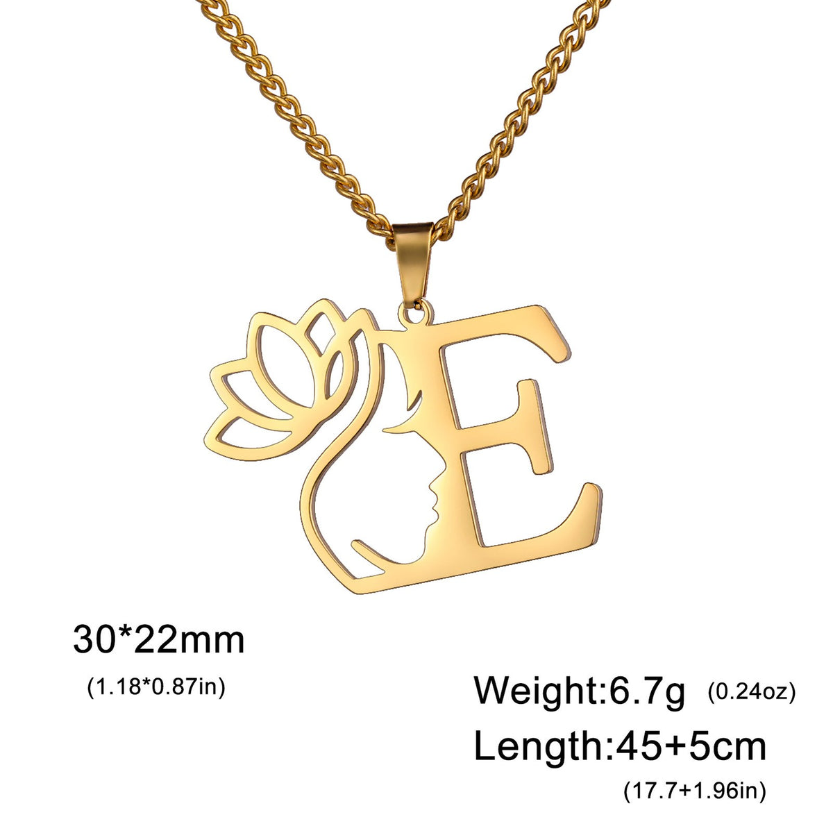 Dainty Lotus Initial Letter Necklace