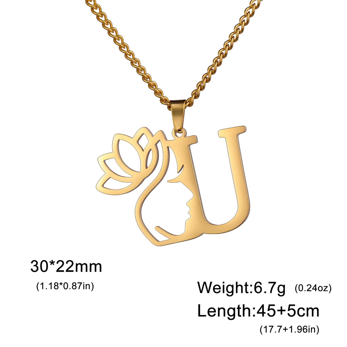 Dainty Lotus Initial Letter Necklace