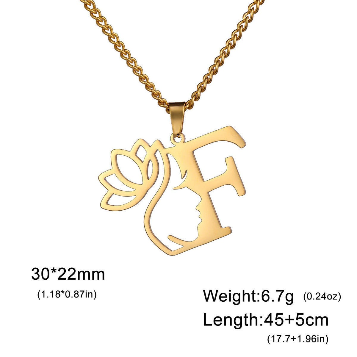 Dainty Lotus Initial Letter Necklace