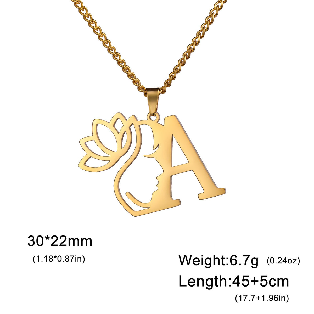 Dainty Lotus Initial Letter Necklace