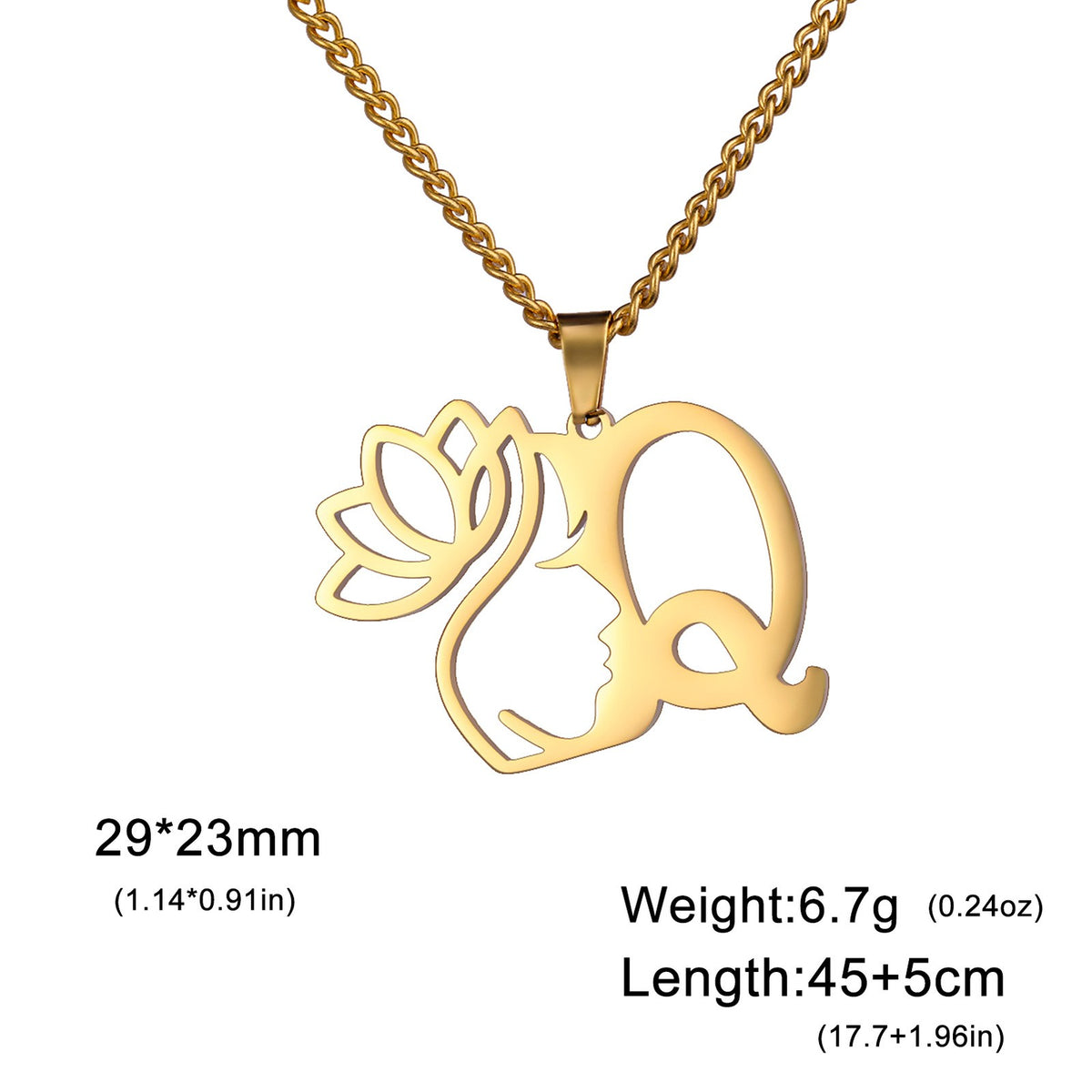 Dainty Lotus Initial Letter Necklace