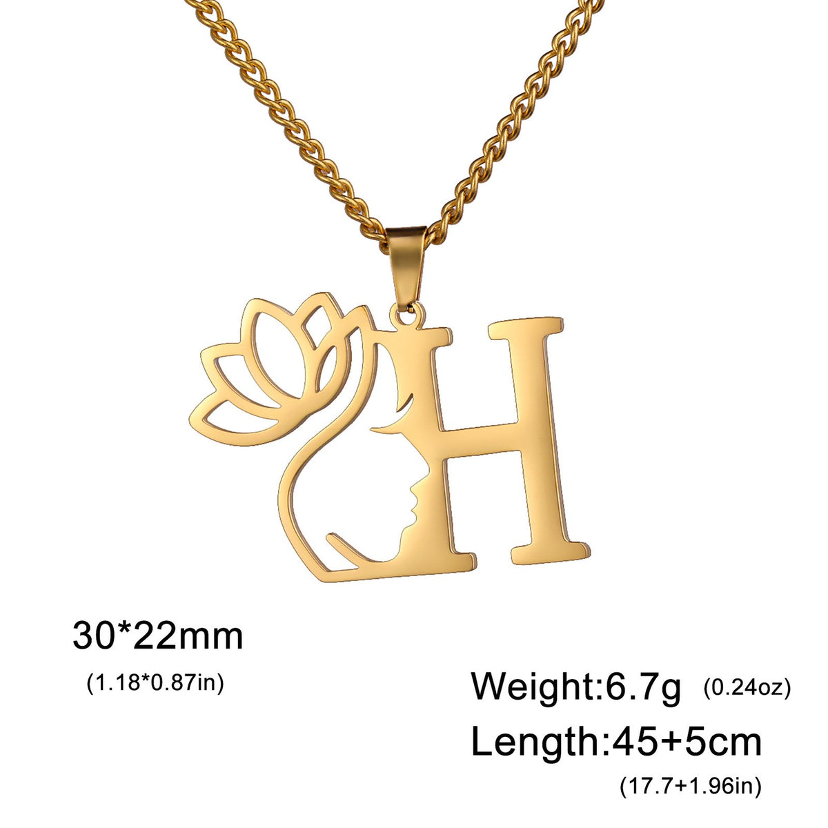 Dainty Lotus Initial Letter Necklace