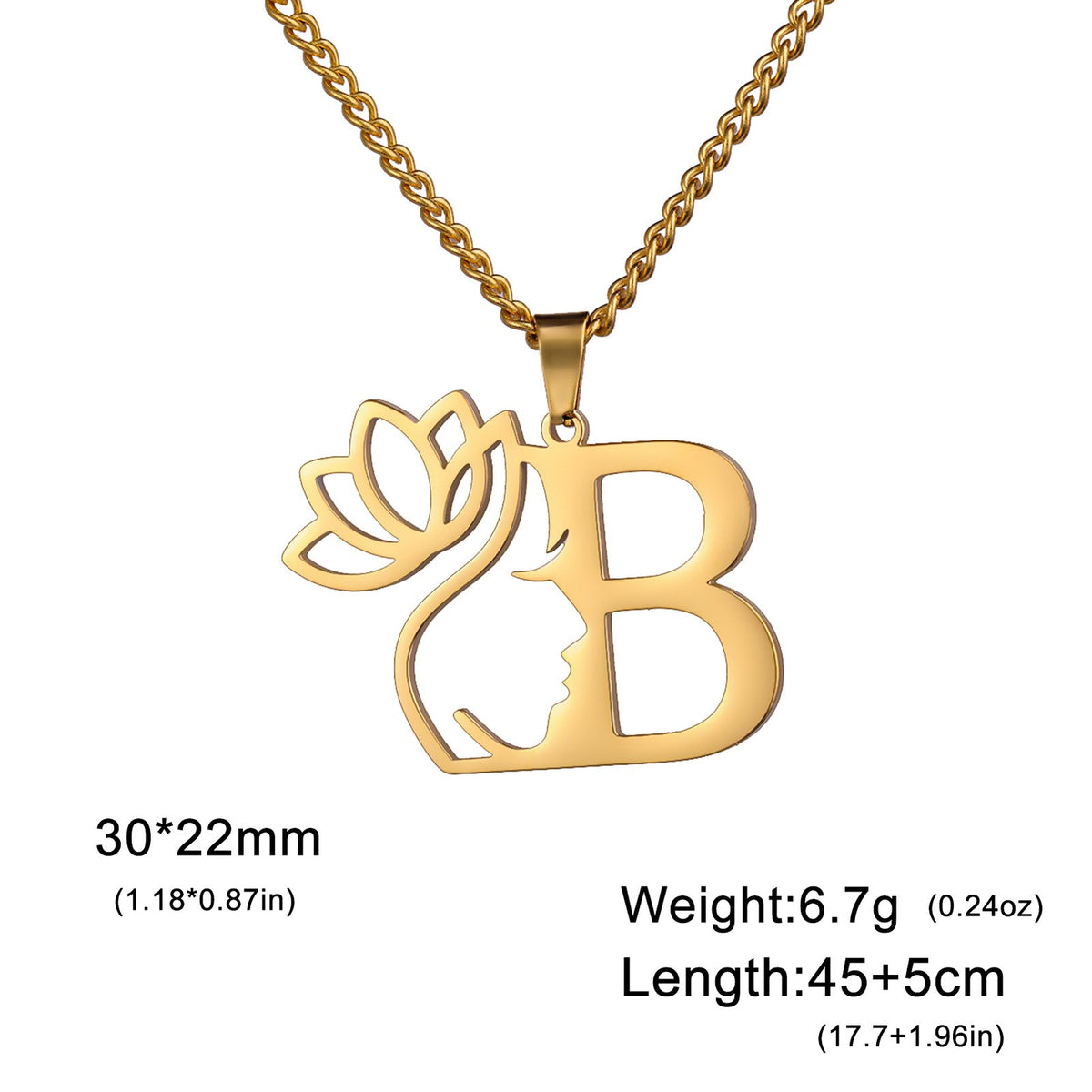 Dainty Lotus Initial Letter Necklace