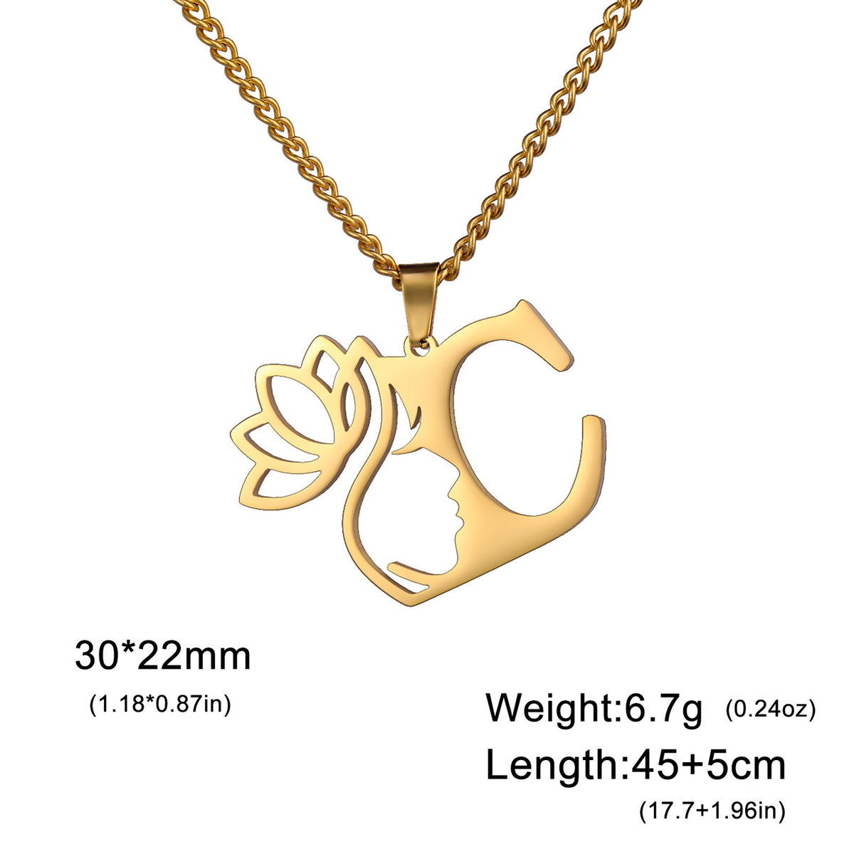 Dainty Lotus Initial Letter Necklace