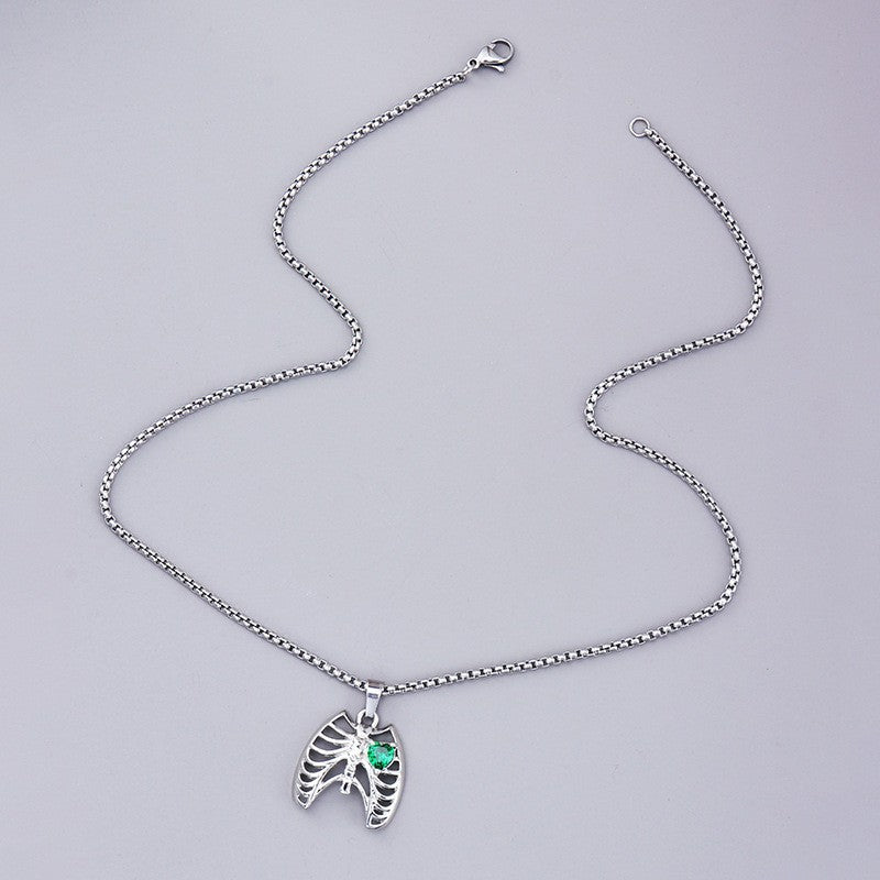 Gothic Ribcage Heart Pendant Necklace