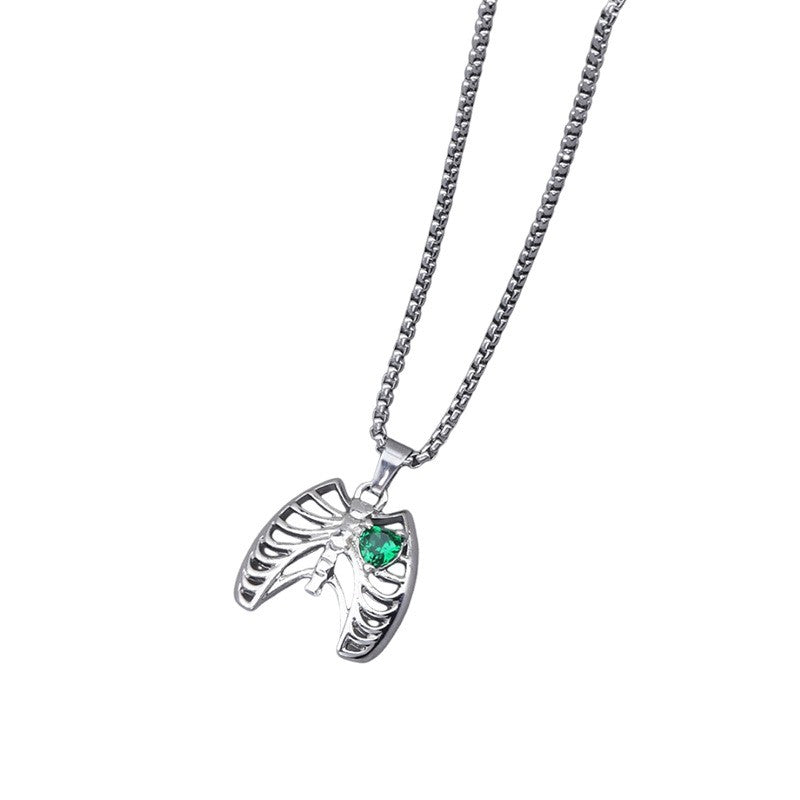 Gothic Ribcage Heart Pendant Necklace
