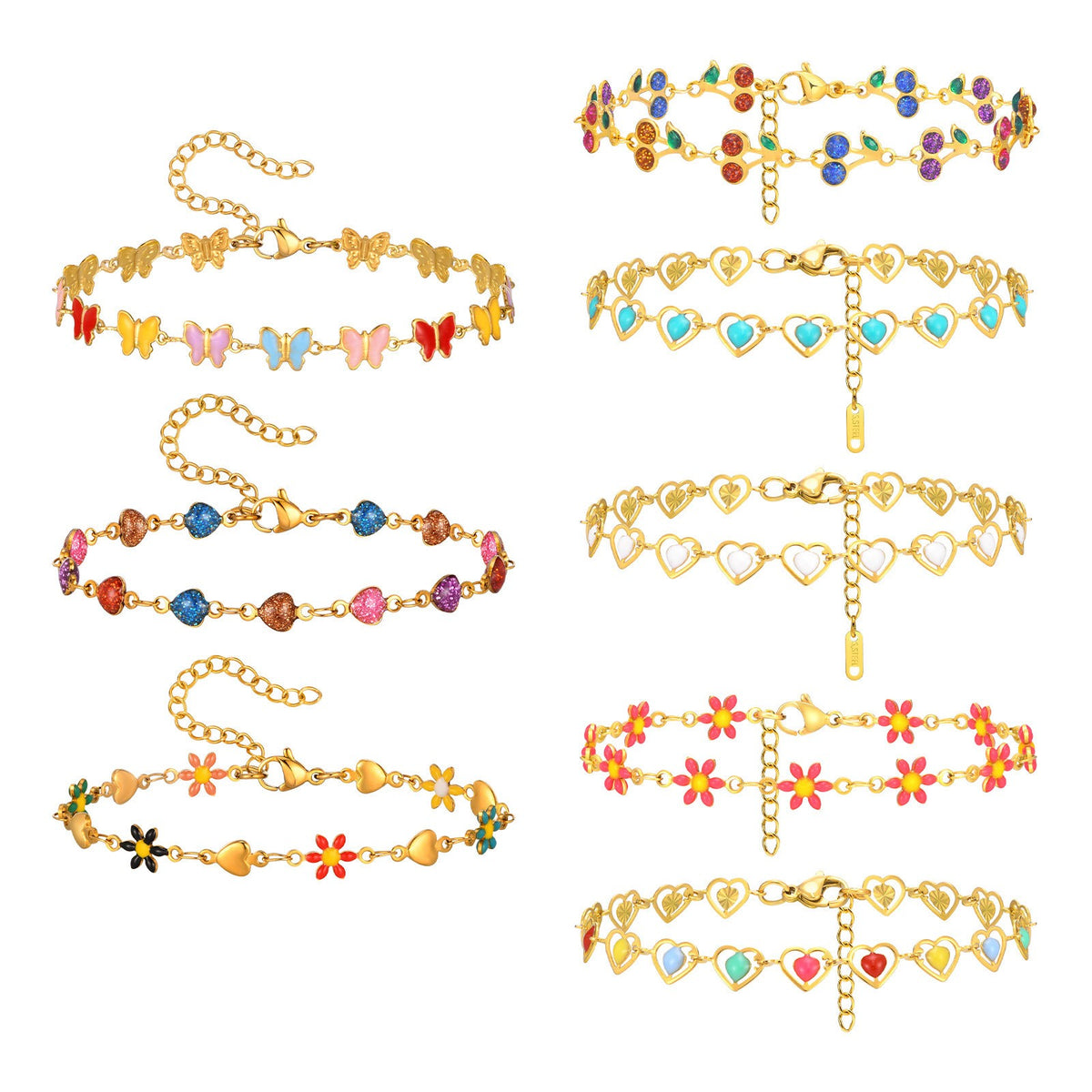 Dainty Multicolor Enamel Charm Bracelet
