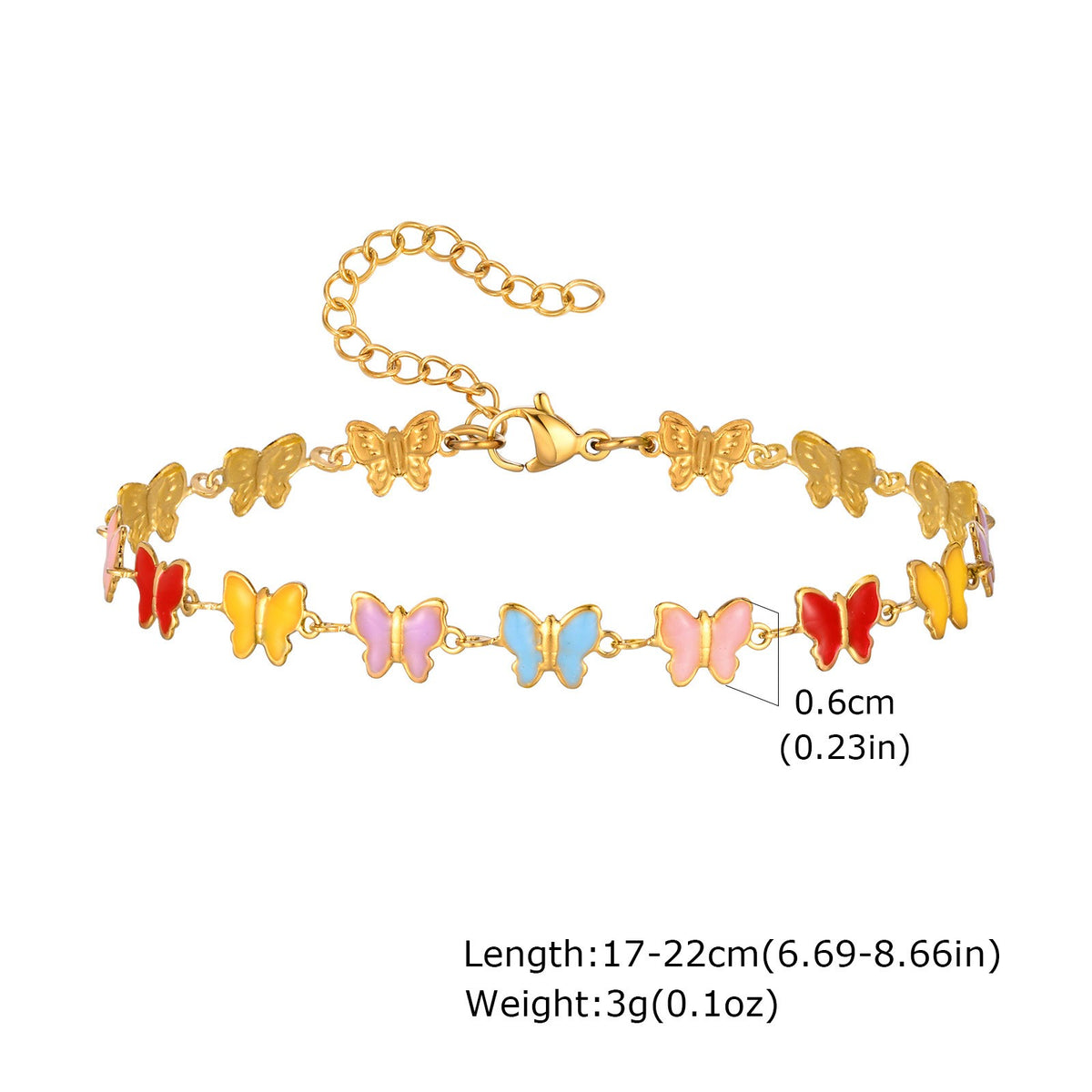 Dainty Multicolor Enamel Charm Bracelet