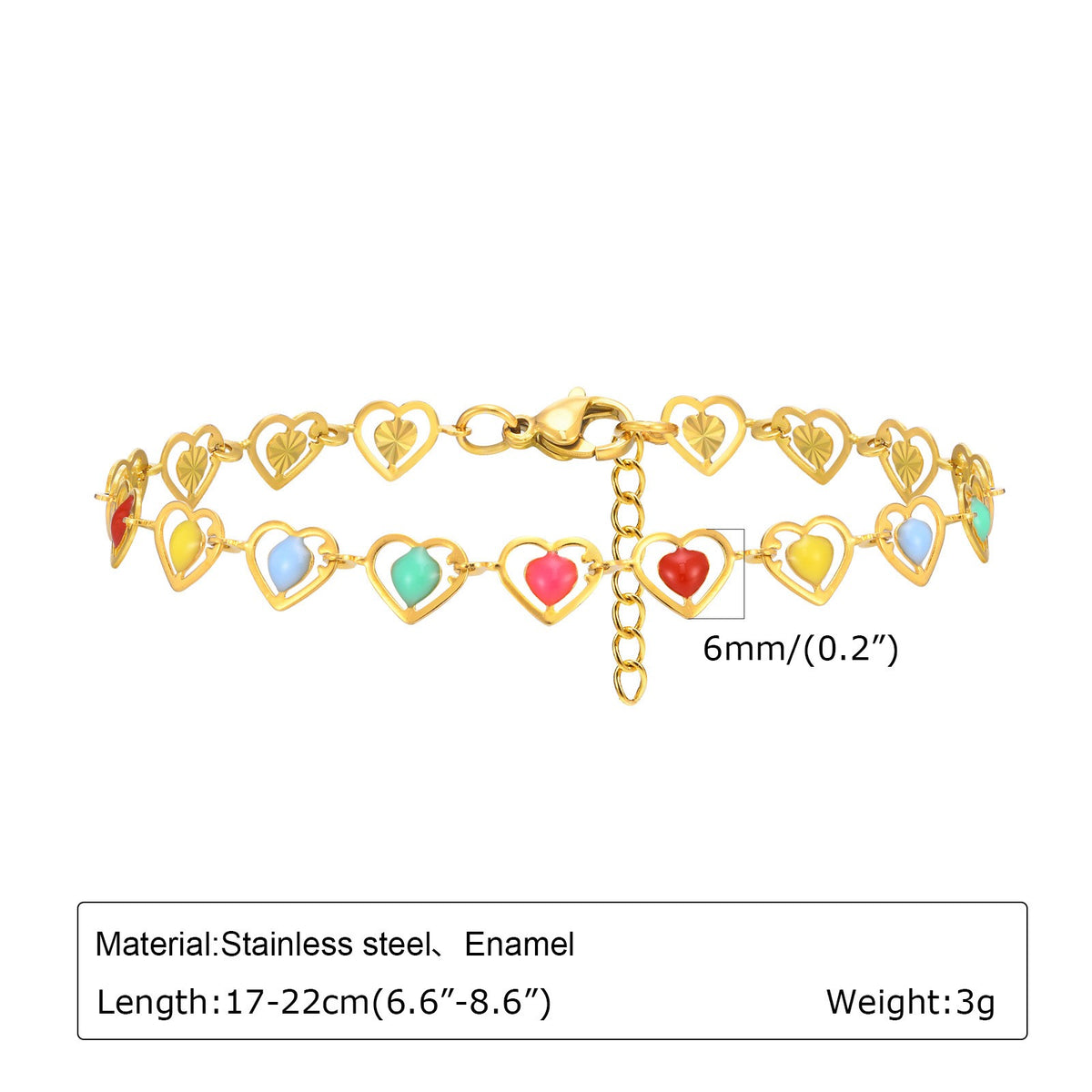Dainty Multicolor Enamel Charm Bracelet