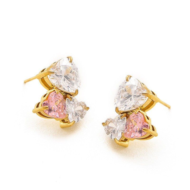 Classy Multicolor Heart Cluster Stud Earrings