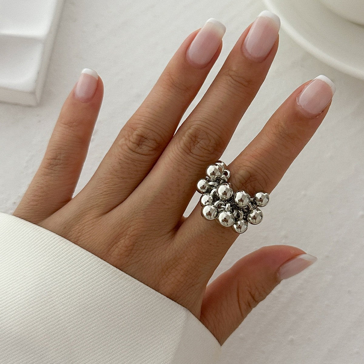 Classy Geometric Ball Cluster Earring and Ring Set