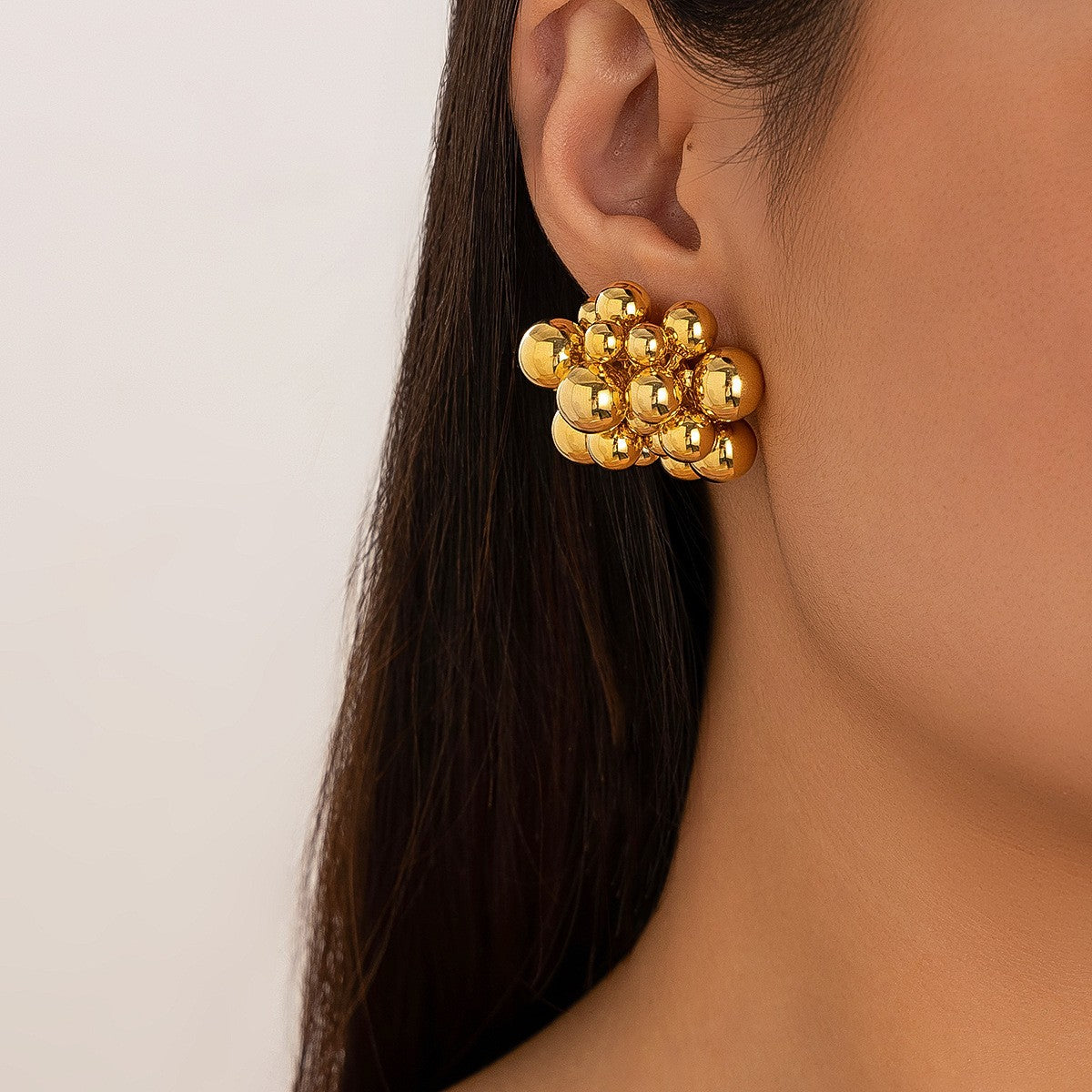 Classy Geometric Ball Cluster Earring and Ring Set