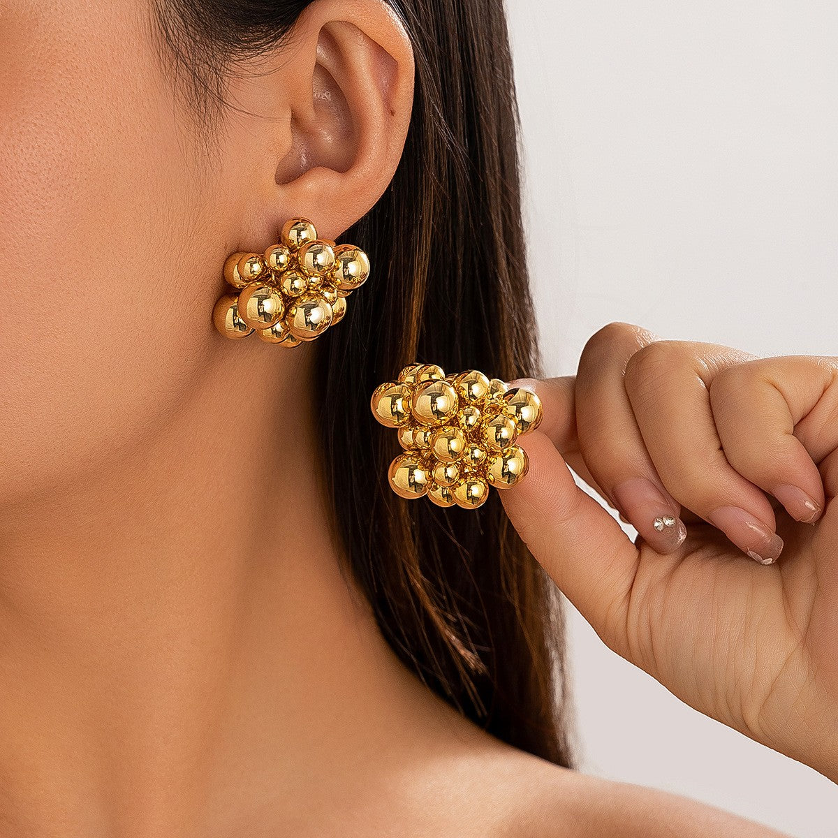 Classy Geometric Ball Cluster Earring and Ring Set