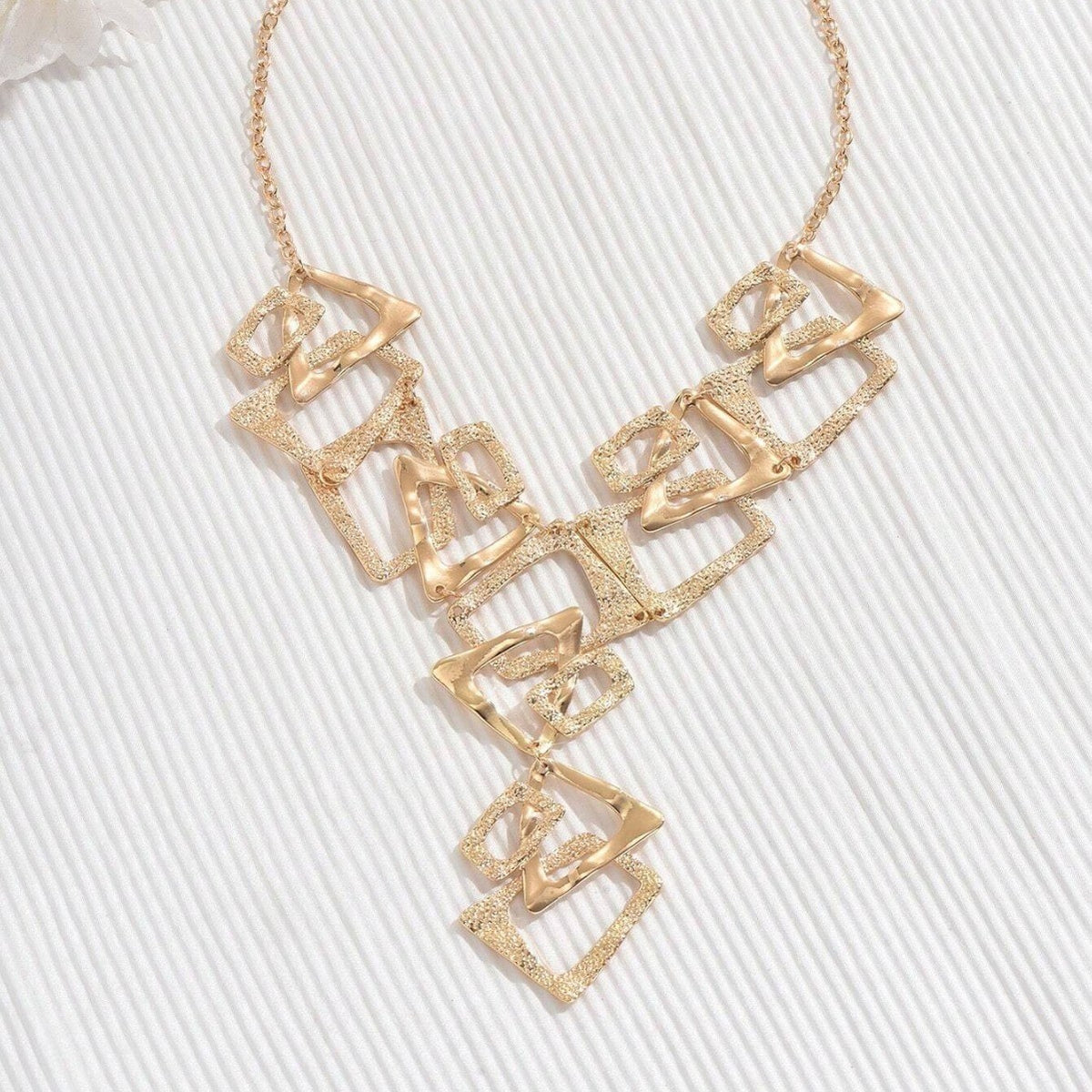 Bold Textured Geometric Y-Necklace