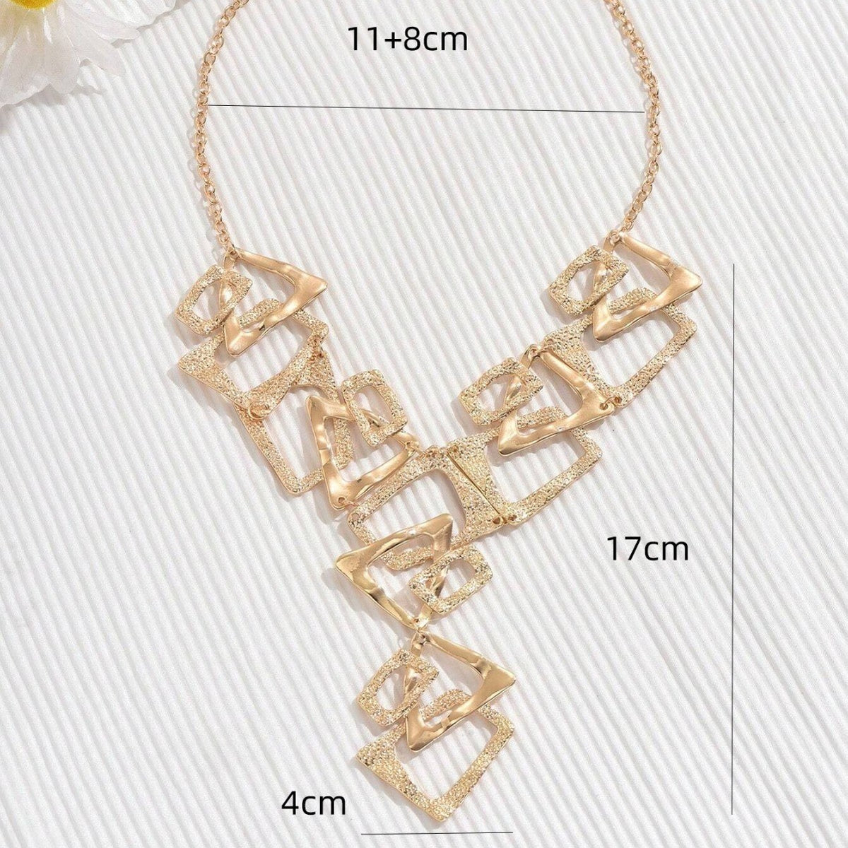 Bold Textured Geometric Y-Necklace