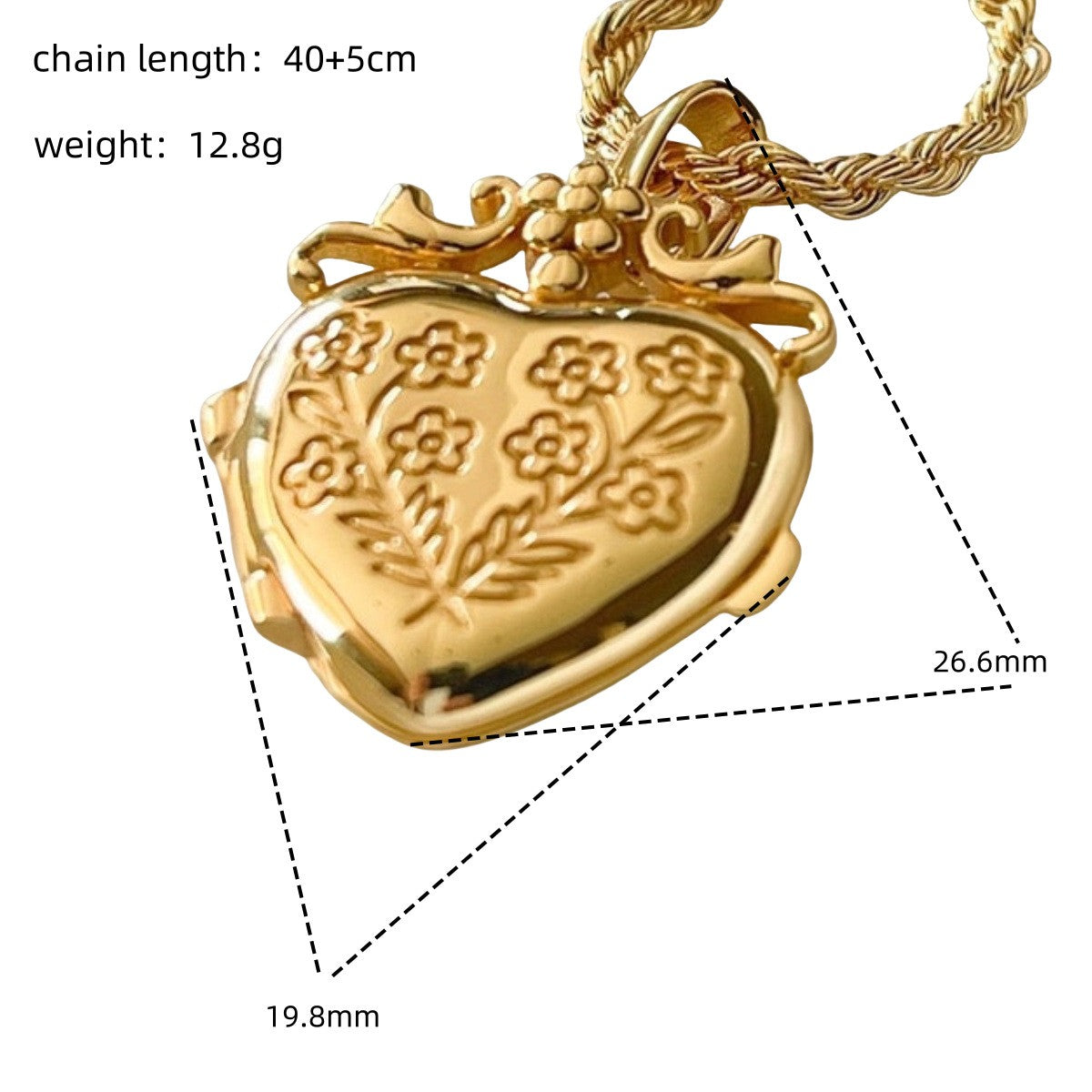 18k Romantic Floral Heart Locket Necklace