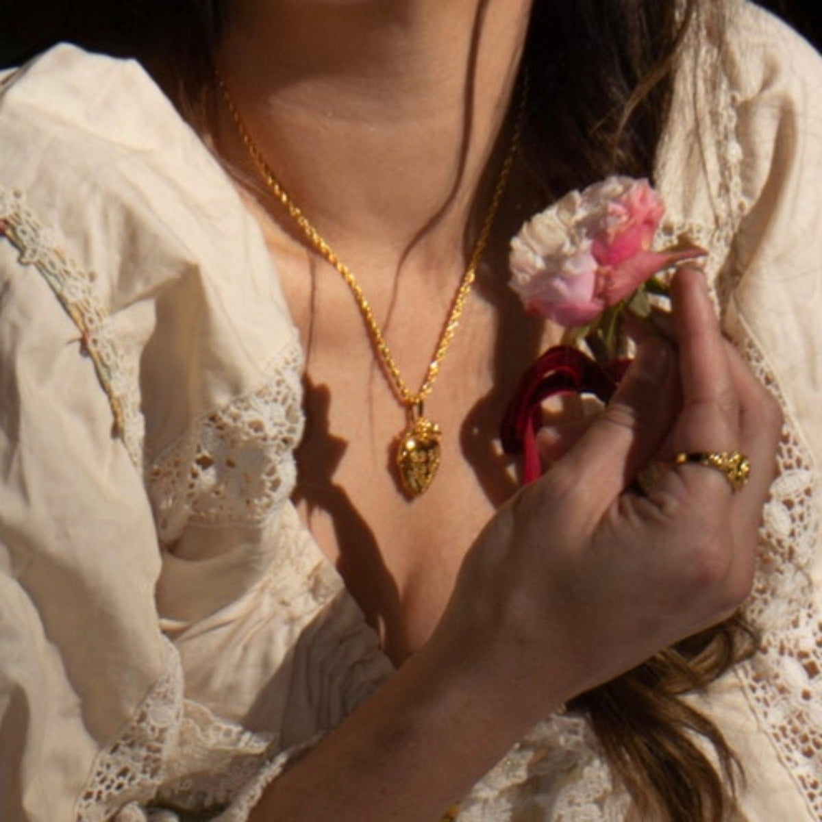18k Romantic Floral Heart Locket Necklace