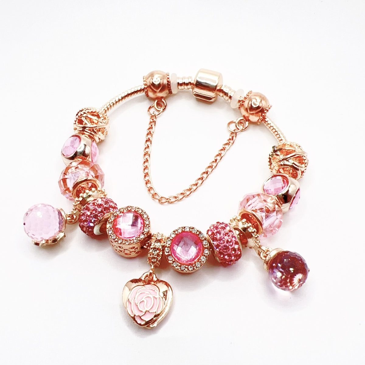 Romantic Coral Floral Charm Bracelet