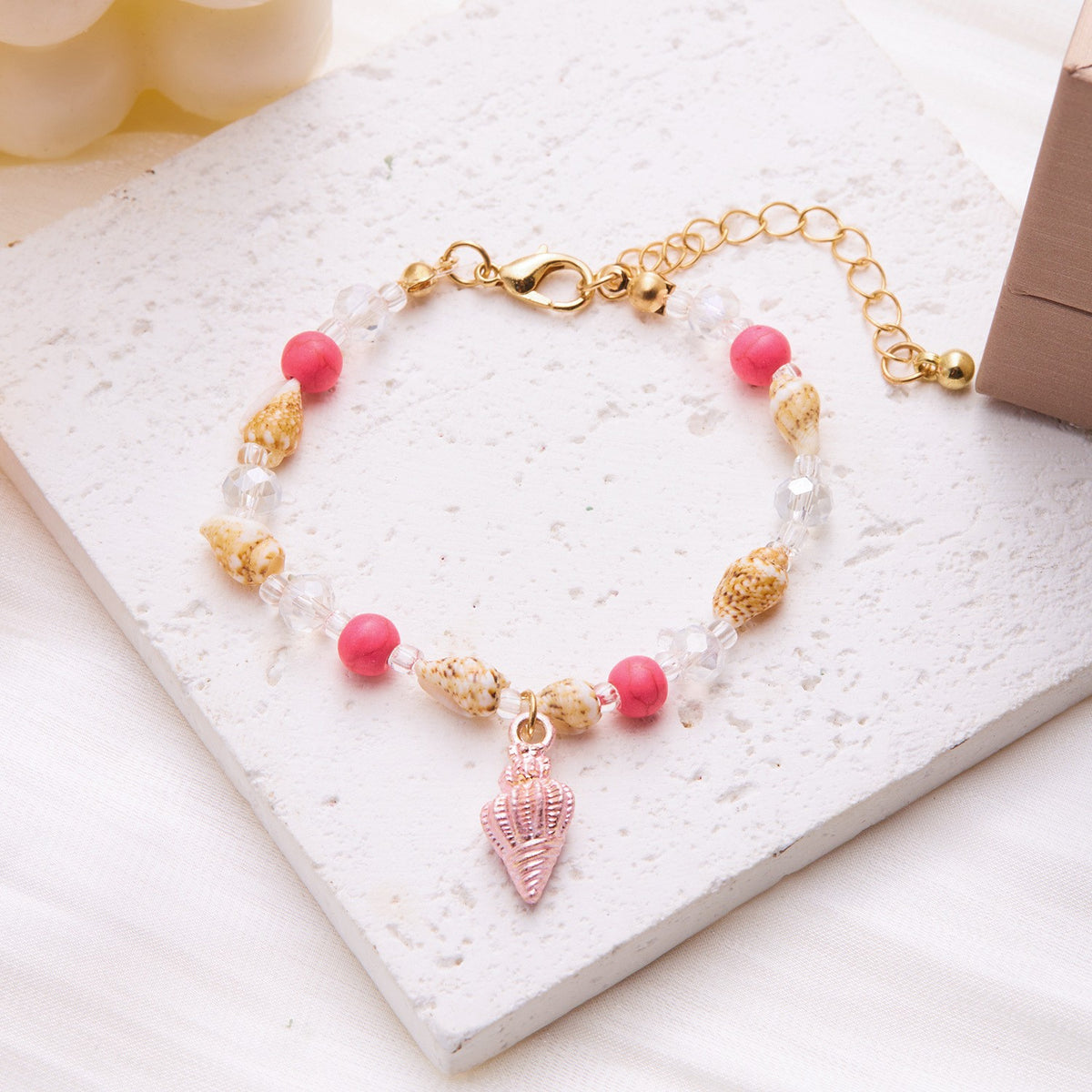 Boho Blue Starfish Shell Necklace Bracelet Set